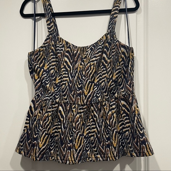 Anthro Navy Jaime Zebra Print Peplum Top - Picture 9 of 9
